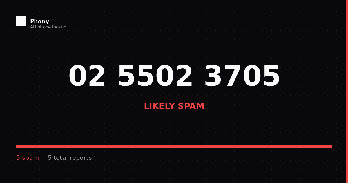 (02) 5502 3705 - Who Called? Scam Check | Phony.com.au