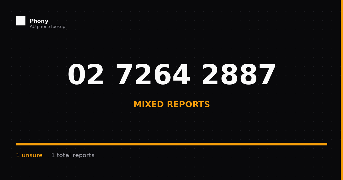 (02) 7264 2887 - Who Called? Scam Check | Phony.com.au