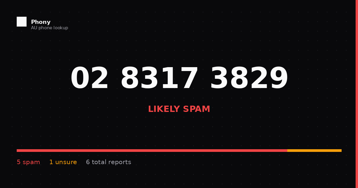 (02) 8317 3829 - Who Called? Scam Check | Phony.com.au
