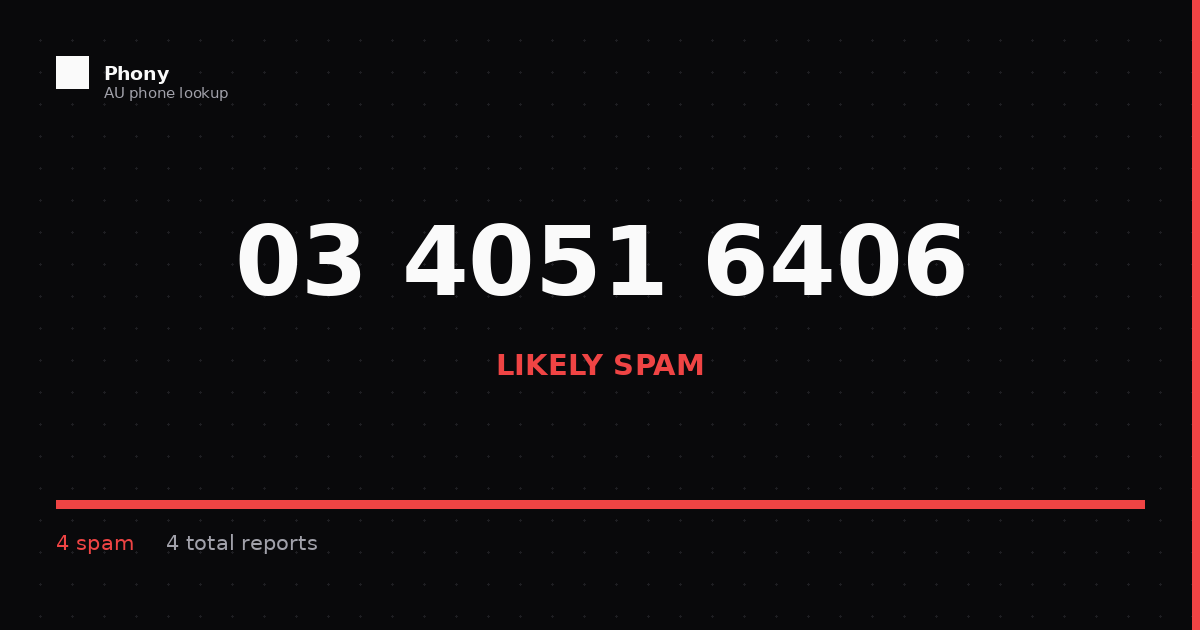 (03) 4051 6406 - Who Called? Scam Check | Phony.com.au