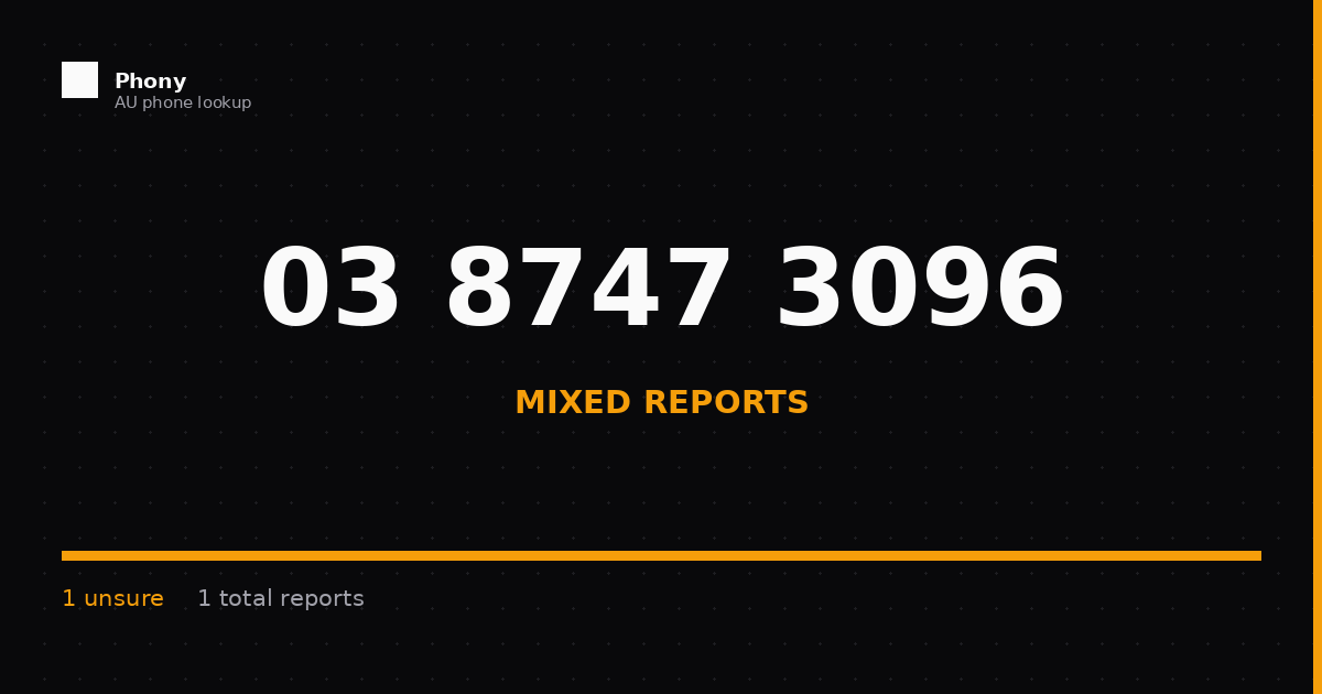 (03) 8747 3096 - Who Called? Scam Check | Phony.com.au
