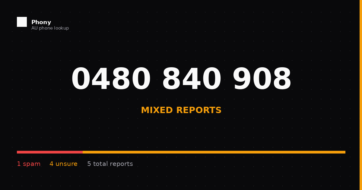 0480 840 908 - Who Called? Scam Check | Phony.com.au