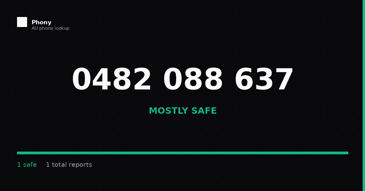 0482 088 637 - Who Called? Scam Check | Phony.com.au